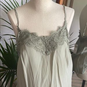 Olive green lace tank top